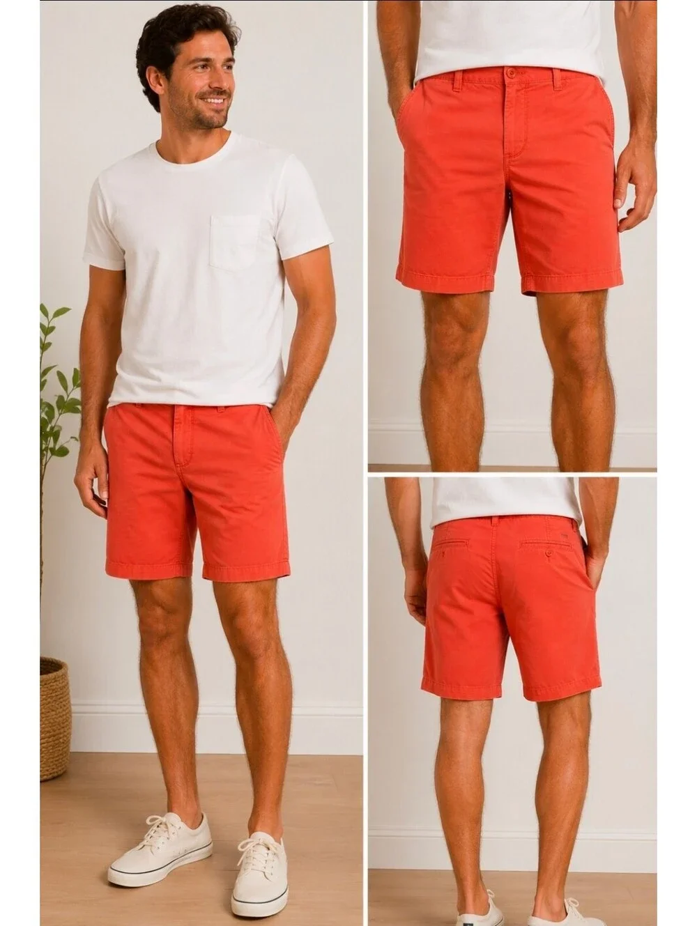 J.Crew Stanton Chino Shorts Mens 38 Coral Orange Garment Dyed Cotton Twill 9